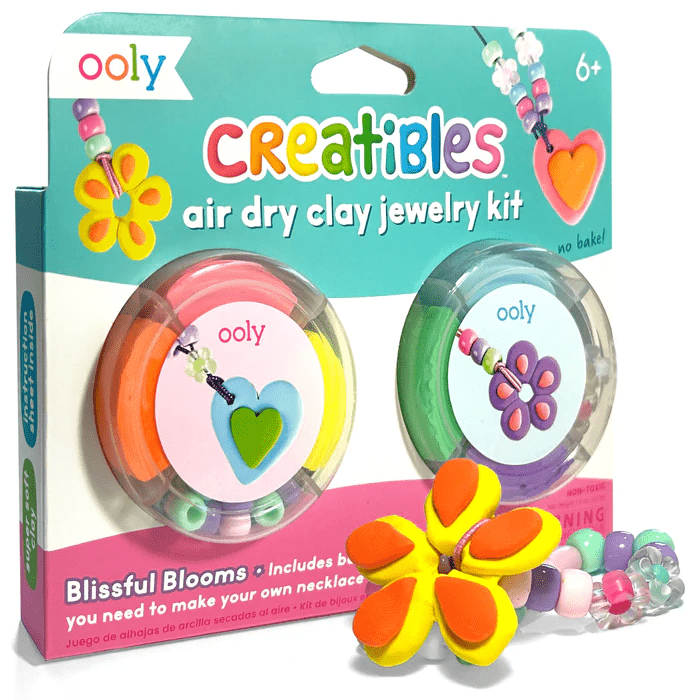Kit DIY bijuterii Creatibles Flori Fermecate - plastilina cu uscare la aer - set de 6 culori si accesorii - Ooly - Publisol.ro