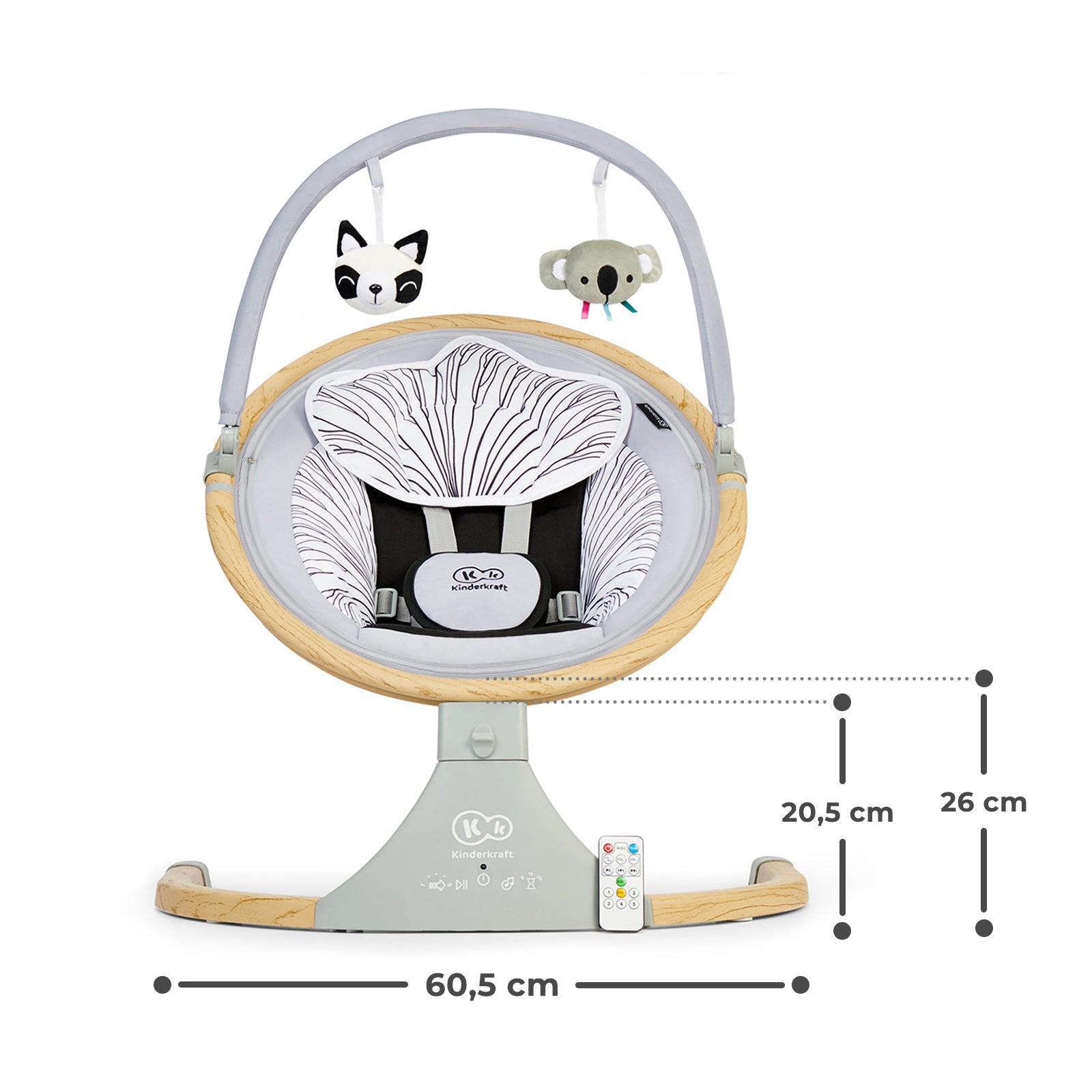 Leagan electric 2 in 1 Kinderkraft lumi, grey - Publisol.ro