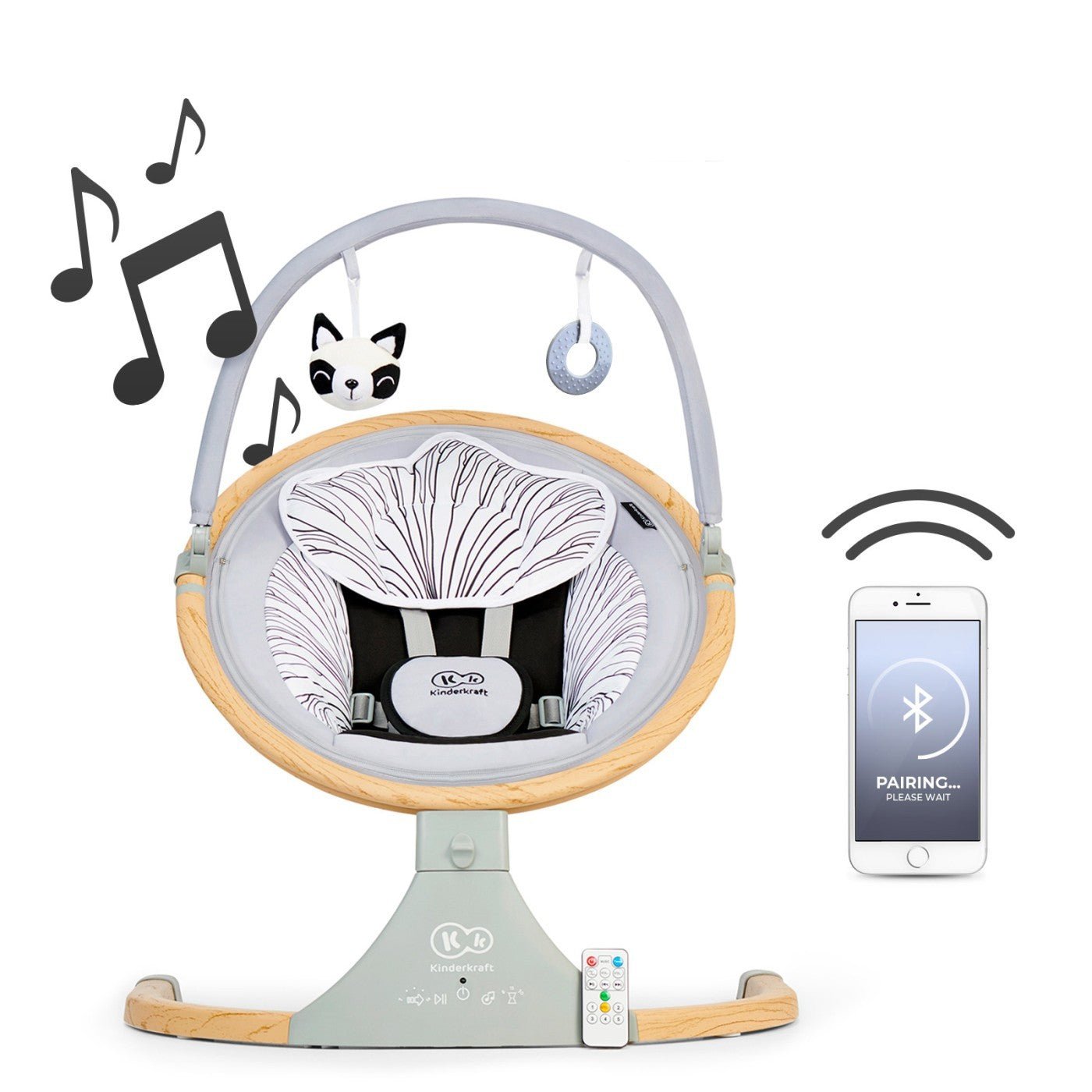 Leagan electric 2 in 1 Kinderkraft lumi, grey - Publisol.ro