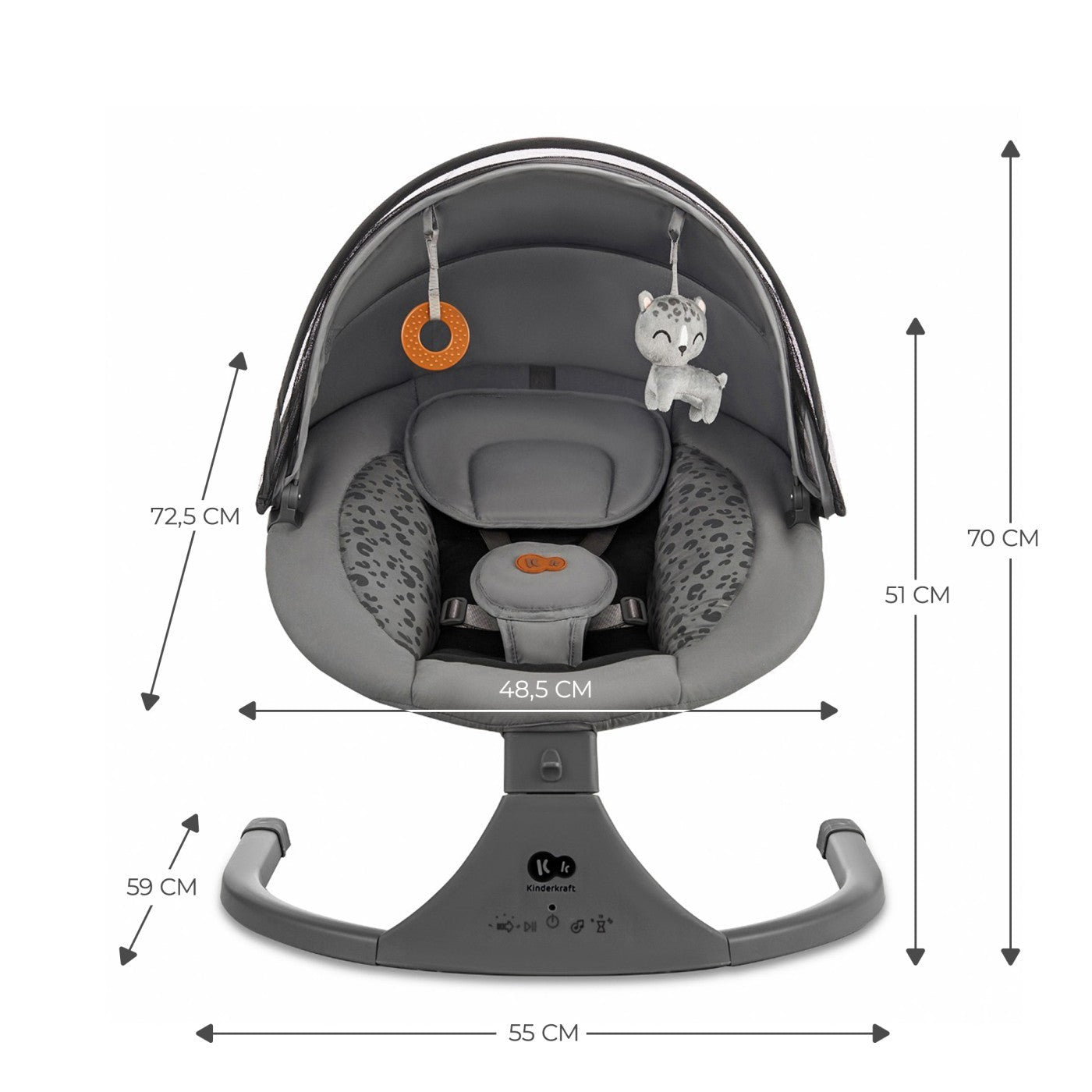 Leagan electric Kinderkraft lumi 2, dark grey - Publisol.ro