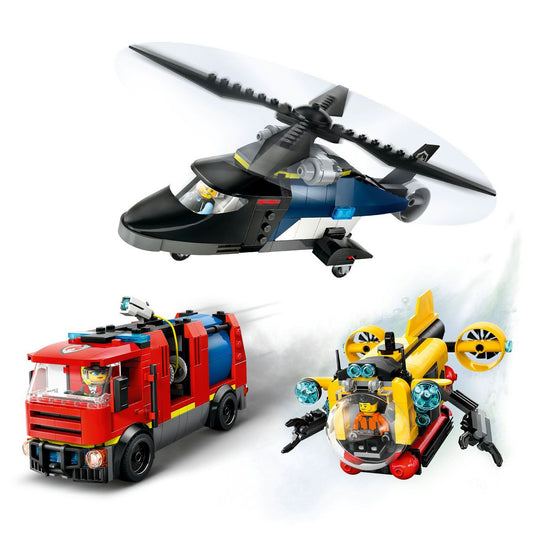 Lego city elicopter, camion de pompieri si submarin remixate 60462, LEGO - Publisol.ro