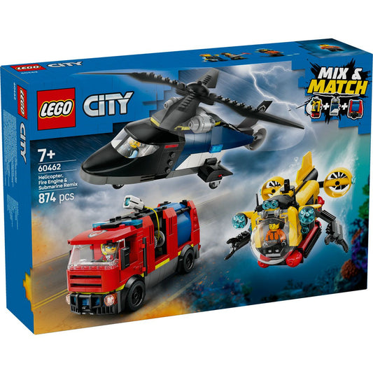 Lego city elicopter, camion de pompieri si submarin remixate 60462, LEGO - Publisol.ro