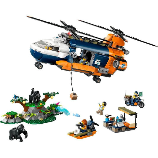 Lego city elicopterul unui explorator al junglei la tabara de baza 60437, LEGO - Publisol.ro