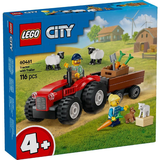 Lego city tractor de ferma rosu cu remorca si oi 60461, LEGO - Publisol.ro