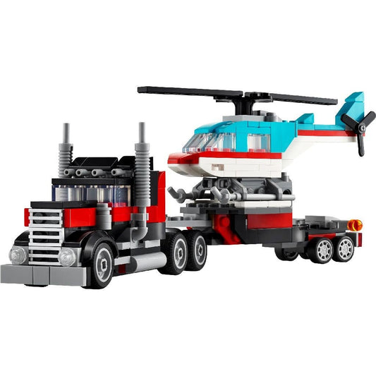 Lego creator 3in1 camioneta platforma cu elicopter 31146, LEGO - Publisol.ro