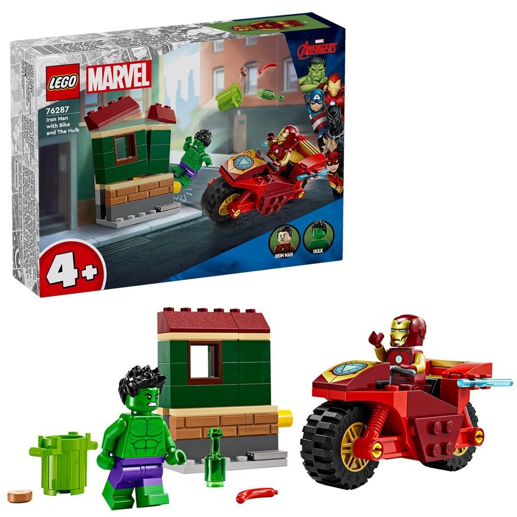 Lego Marvel Iron Man cu motocicleta si Hulk 76287 - Publisol.ro