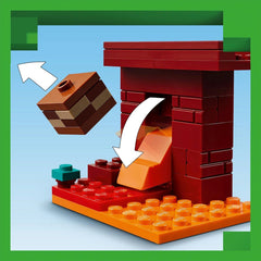 Lego Minecraft batalie deasupra lavei în nether 21266 - Publisol.ro