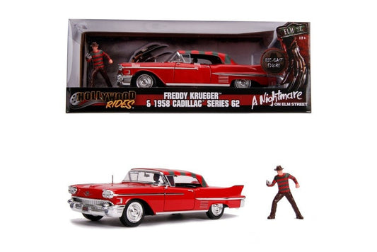 Macheta metalica freddy krueger 1958 cadillac model 62 scara 1 la 24, Simba - Publisol.ro
