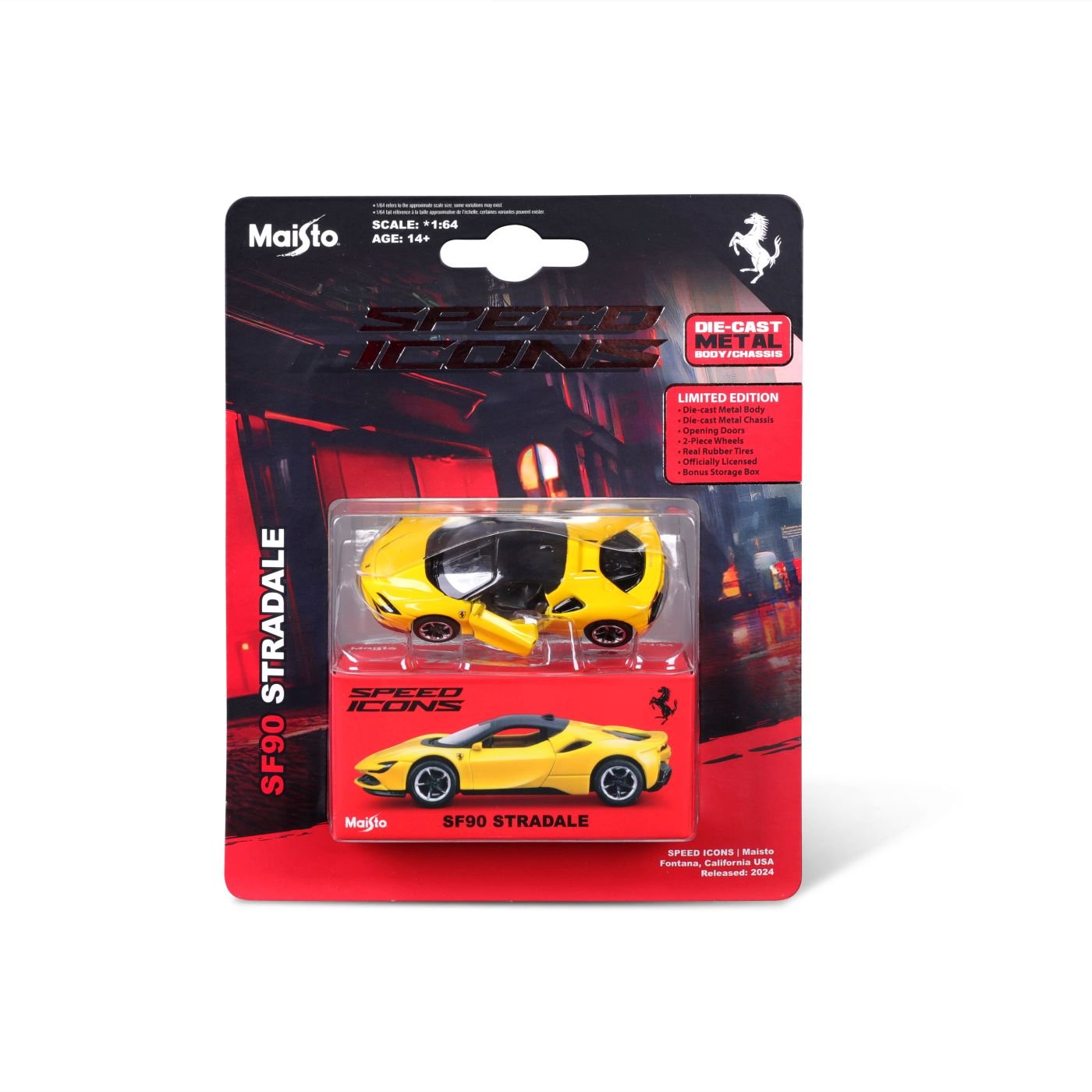 Maisto masinuta metalica SPEED ICONS FERRARI SF90 STRADALE galben scara 1 la 64 - Publisol.ro