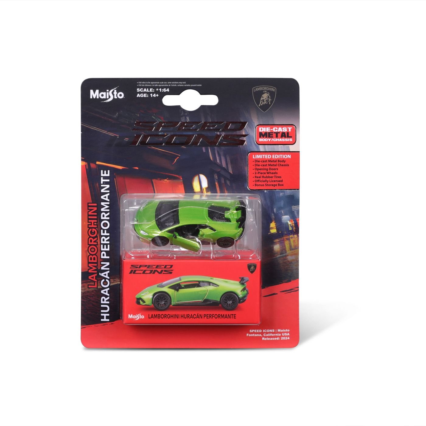 Maisto masinuta metalica SPEED ICONS LAMBORGHINI HURACAN PERFORMANTE verde scara 1 la 64 - Publisol.ro