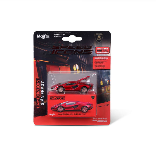 Maisto masinuta metalica SPEED ICONS LAMBORGHINI SIAN FKP 37 rosu scara 1 la 64 - Publisol.ro
