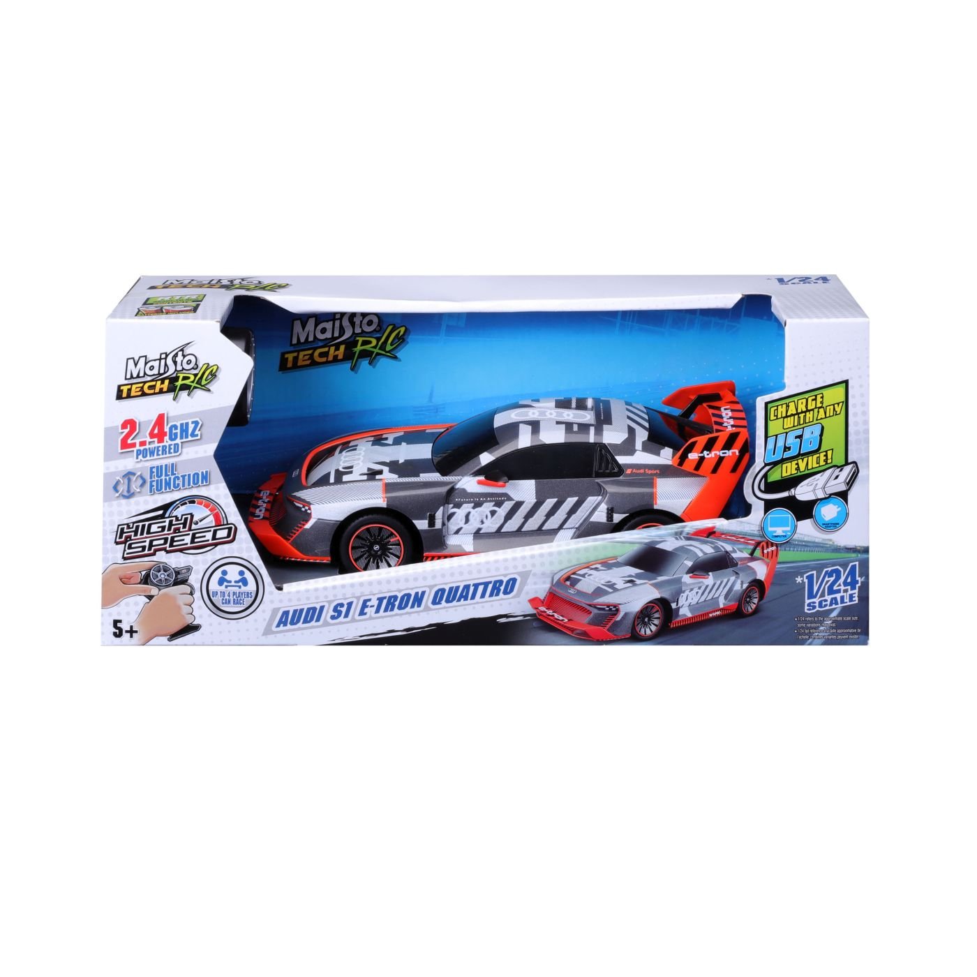 Maisto masinuta premium cu telecomanda 2.4GHz AUDI S1 E TRON QUATTRO scara 1 la 24 - Publisol.ro