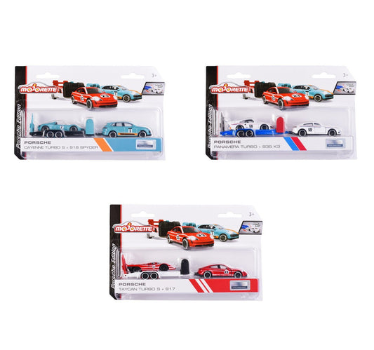 Majorette set 2 masinute si remorca porsche scara 1:64, Simba - Publisol.ro