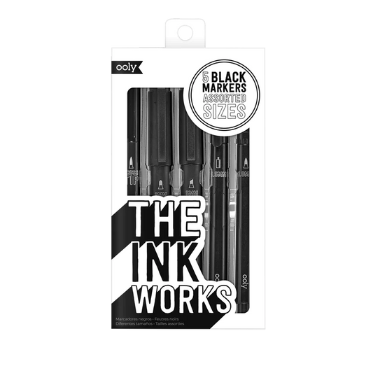 Markere negre The Ink Works - Set de 5 dimensiuni diferite - Ooly