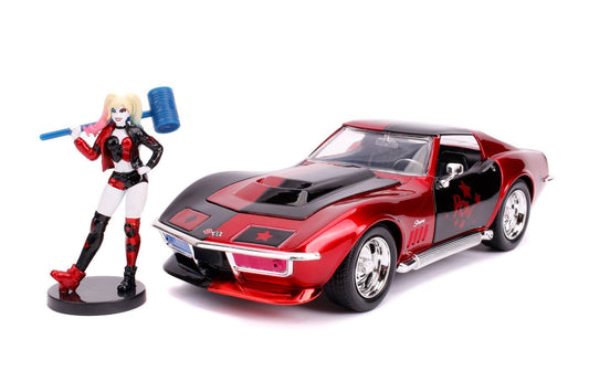 Masinuta din metal harley quinn 1969 chevy corvette scara 1:24, Simba - Publisol.ro