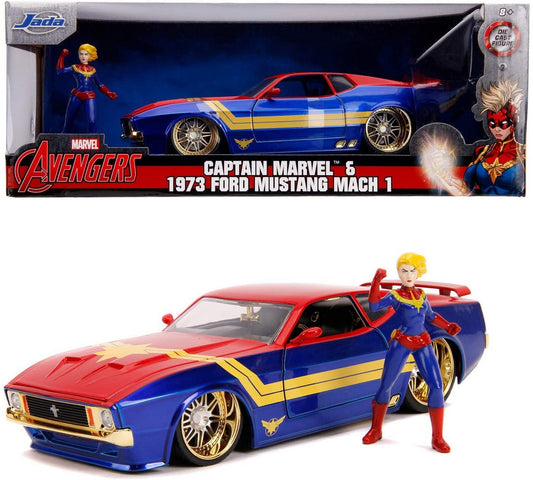 Masinuta metalica captain marvel 1973 ford mustang mach 1 scara 1 la 24, Simba - Publisol.ro