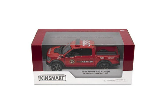 Masinuta metalica ford f - 150 raptor politie/pompieri 13cm scara 1 la 46, KINSMART - Publisol.ro
