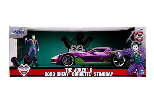Masinute metalica chevy corvette stingray 2009 si figurina joker scara 1:24, Simba - Publisol.ro