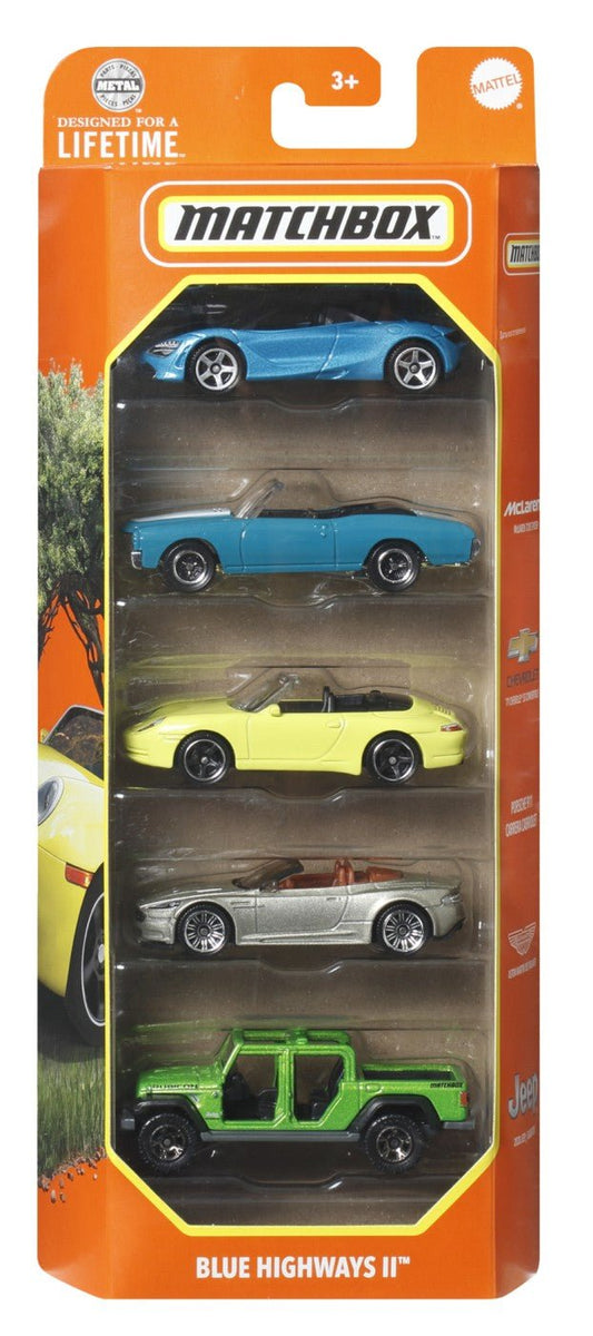 Matchbox set 5 masinute metalice mbx blue highways ii scara 1:64, Mattel - Publisol.ro