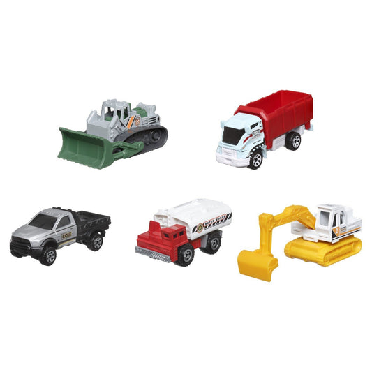 Matchbox set 5 masinute metalice mbx construction iii scara 1:64, Mattel - Publisol.ro