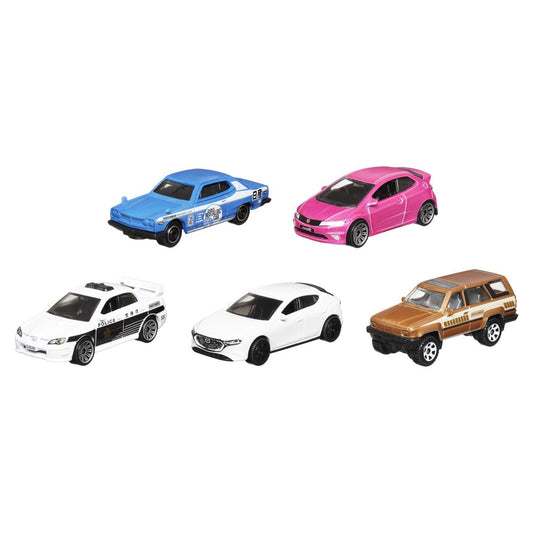 Matchbox set 5 masinute metalice mbx japan cruisers scara 1:64, Mattel - Publisol.ro