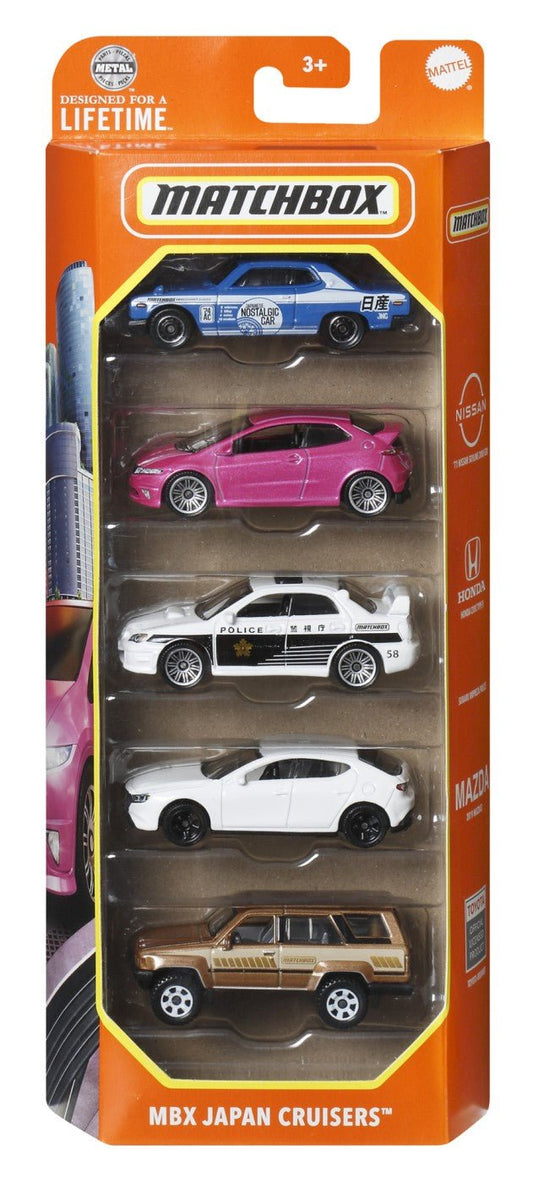 Matchbox set 5 masinute metalice mbx japan cruisers scara 1:64, Mattel - Publisol.ro