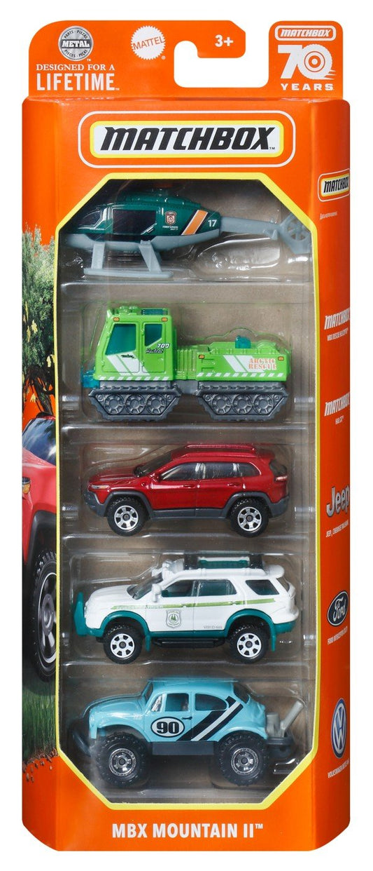 Matchbox set 5 masinute metalice mbx mountain ii scara 1:64, Mattel - Publisol.ro