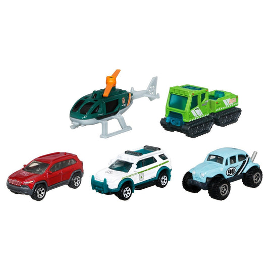 Matchbox set 5 masinute metalice mbx mountain ii scara 1:64, Mattel - Publisol.ro
