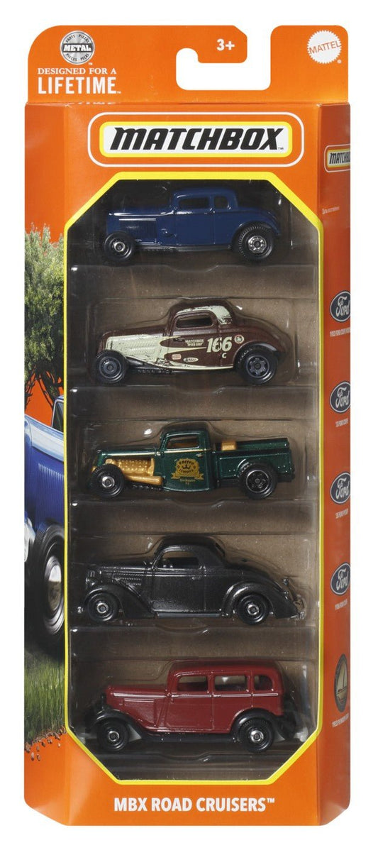 Matchbox set 5 masinute metalice mbx road cruisers scara 1:64, Mattel - Publisol.ro