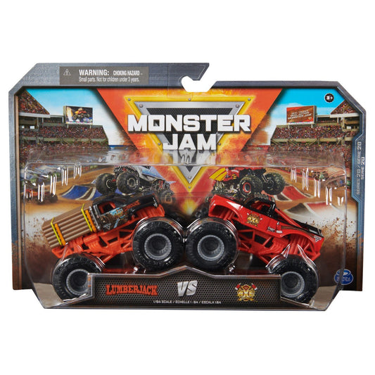 Monster jam set 2 masinute metalice lumberjack si axe scara 1:64, Spin Master - Publisol.ro