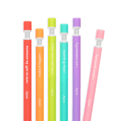 Notat! - Creioane mecanice grafit extra gros - set de 6, cu citate motivationale - Ooly - Publisol.ro
