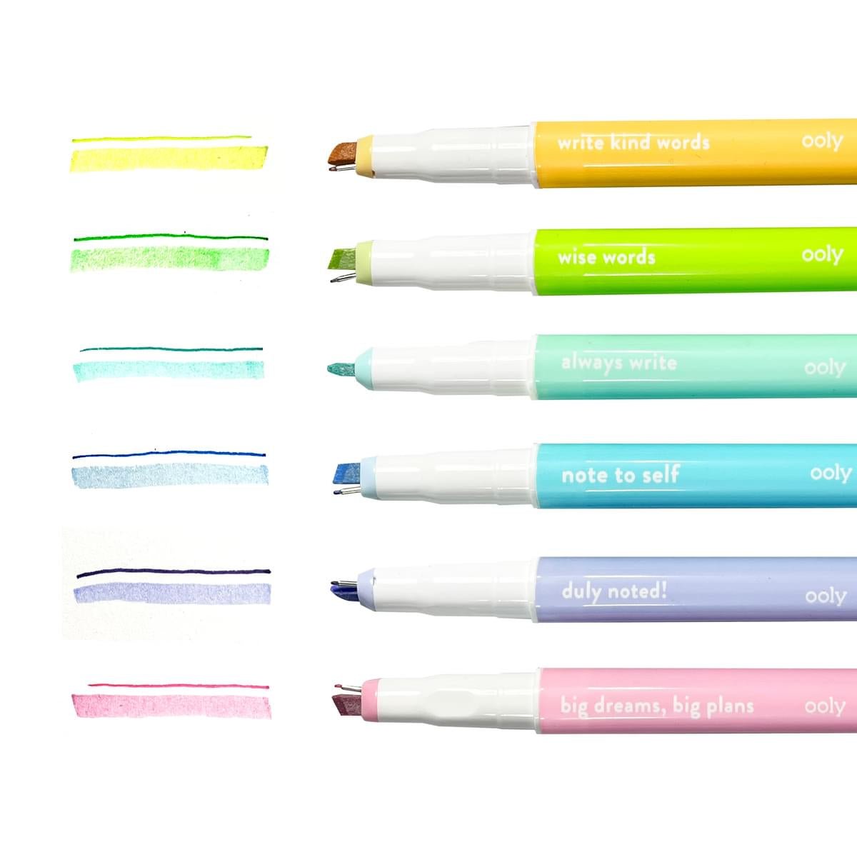 Notat! - Pixuri cu varf microfin si markere 2 - in - 1 - Set de 6 - Ooly - Publisol.ro