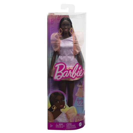 Papusa barbie fashionista afro - americana cu rochie peach, Mattel - Publisol.ro
