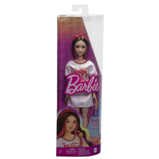Papusa barbie fashionista bruneta cu rochita sport, Mattel - Publisol.ro
