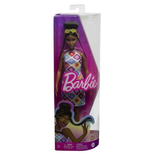 Papusa barbie fashionista satena cu ochelari de soare galbeni, Mattel - Publisol.ro