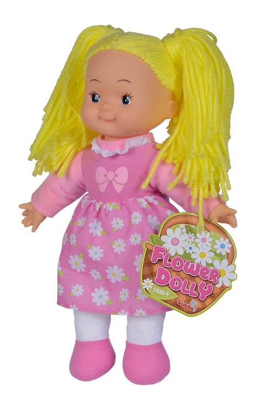 Papusa flower dolly din material textil 38cm cu parul galben, Simba - Publisol.ro