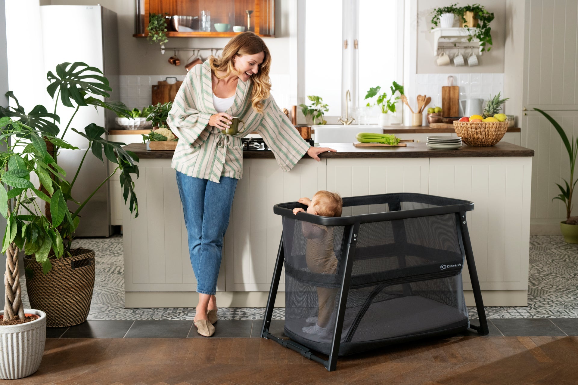 Patut de calatorie Kinderkraft sofi plus, 4 in 1, grey - Publisol.ro