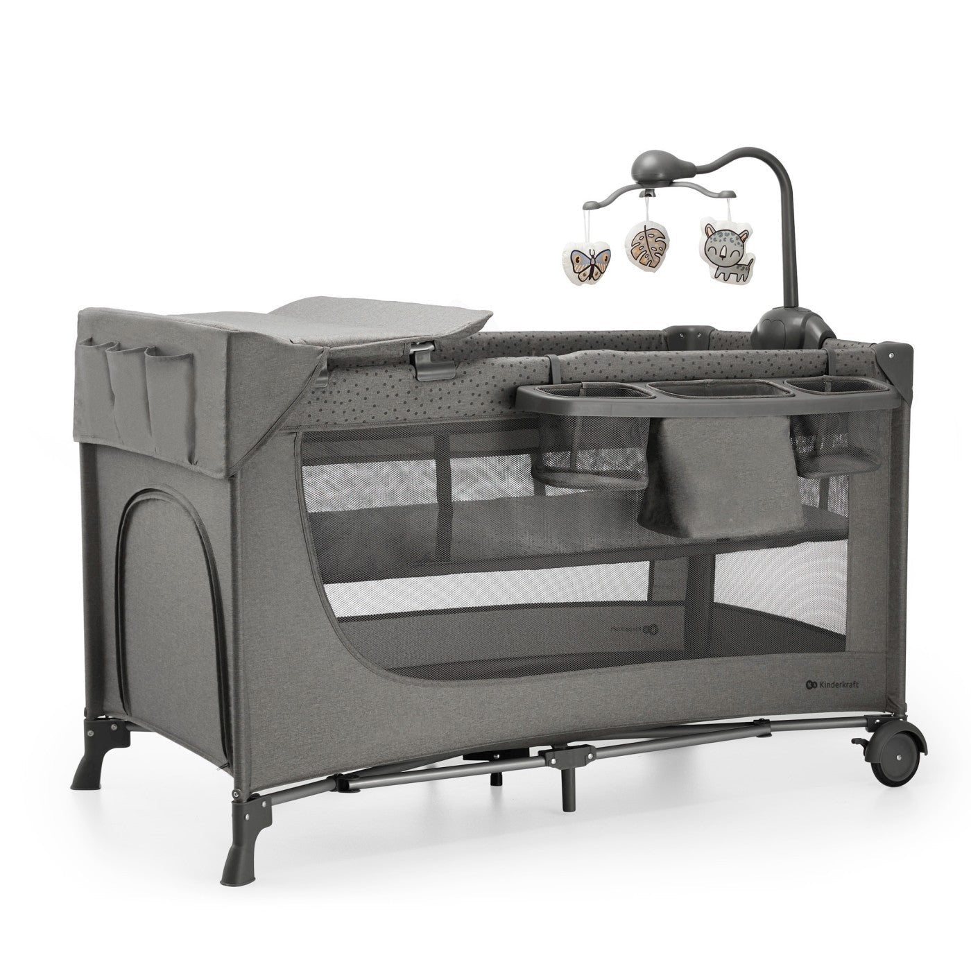 Patut travel Kinderkraft joy2, cu accesorii, dark grey - Publisol.ro