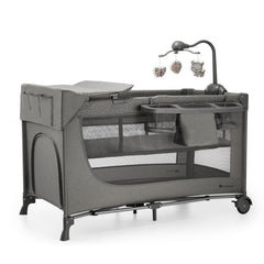 Patut travel Kinderkraft joy2, cu accesorii, dark grey - Publisol.ro