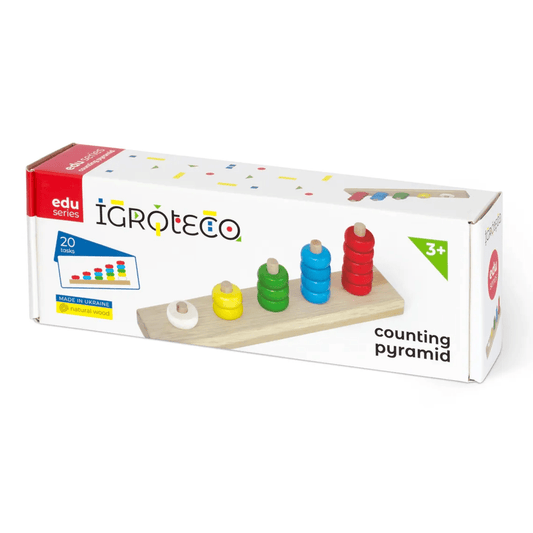 Piramida de numarare din lemn, 16 piese - Igroteco - Publisol.ro