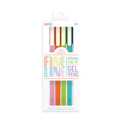 Pixuri cu gel colorate Fine Line - Set de 6 - Ooly