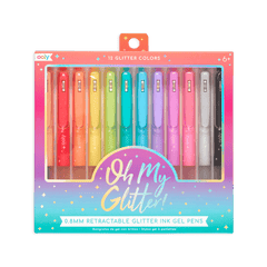 Pixuri retractabile cu gel si sclipici, Oh My Glitter!, set 12 culori - Ooly - Publisol.ro