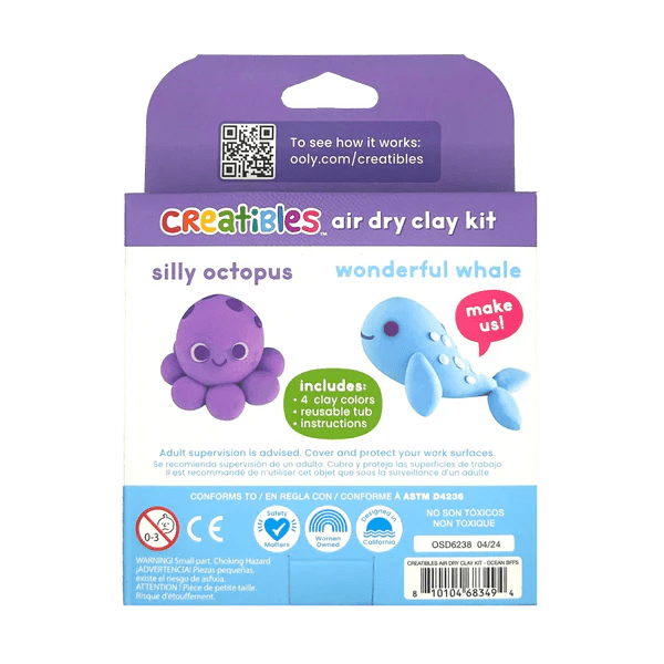 Plastilina cu uscare la aer - Ocean, Creatibles, set DIY 4 culori - Ooly - Publisol.ro