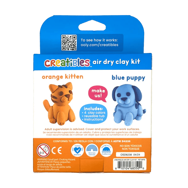 Plastilina cu uscare la aer - Pet, Creatibles, set DIY 4 culori - Ooly - Publisol.ro