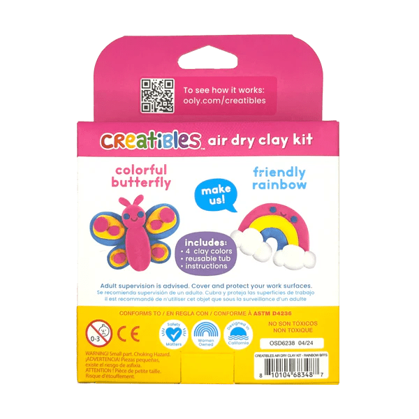 Plastilina cu uscare la aer - Rainbow, Creatibles, set DIY 4 culori - Ooly - Publisol.ro