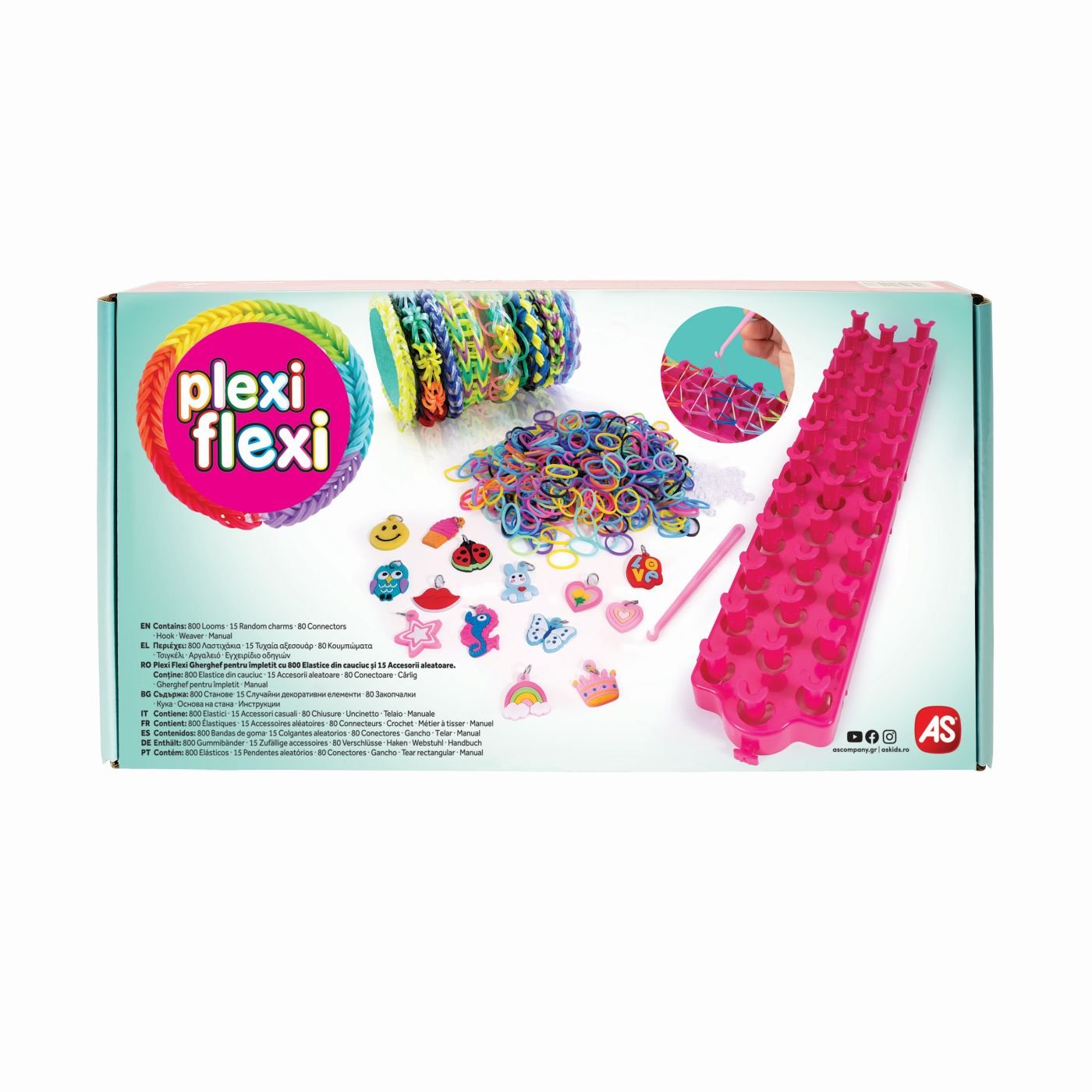 Plexi flexi gherghef pentru impletit cu 800 elastice din cauciuc si 15 accesorii - Publisol.ro