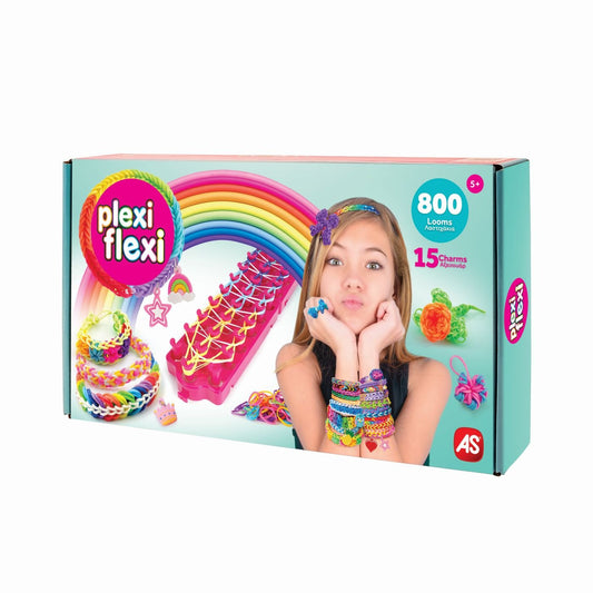 Plexi flexi gherghef pentru impletit cu 800 elastice din cauciuc si 15 accesorii - Publisol.ro