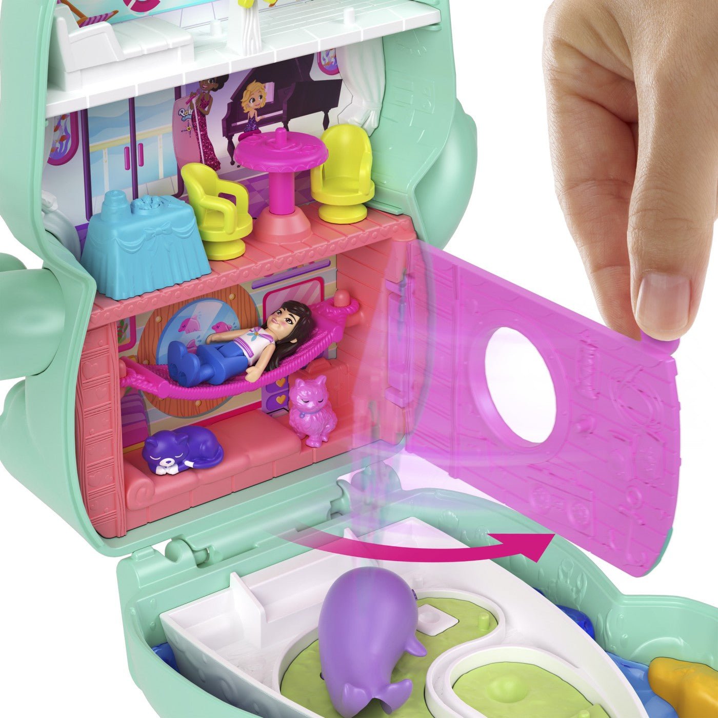 Polly pocket set gentuta animalut pisicuta marinar cu accesorii - Publisol.ro