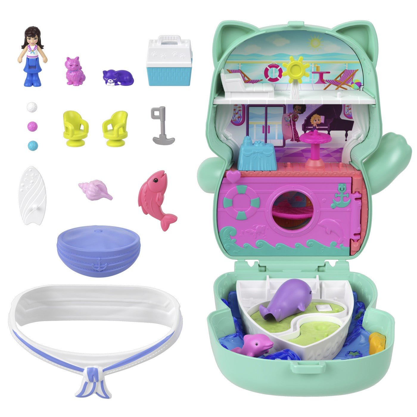 Polly pocket set gentuta animalut pisicuta marinar cu accesorii - Publisol.ro
