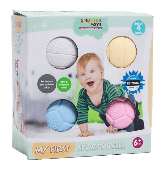 Primele mele mingi sportive - set de 4 - Gerardo Toys - Publisol.ro